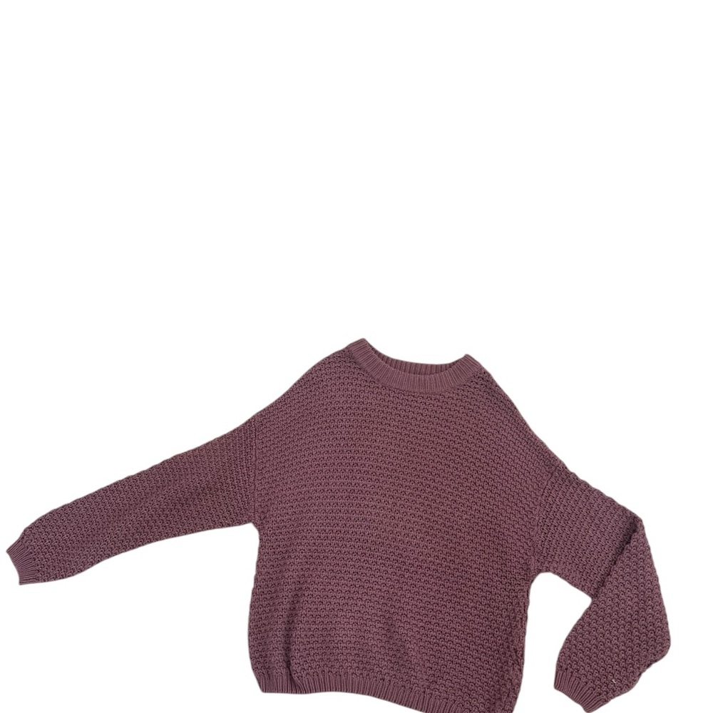 Purple Crew Neck Sweater with Relaxed Fit and Ribbed Texture
